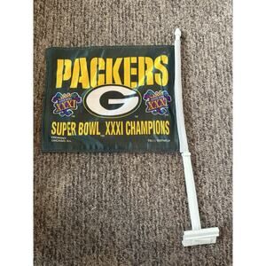 Green Bay Packers Super Bowl XXXI Champions 2-Sided Car Flag Vintage NFL 1997
